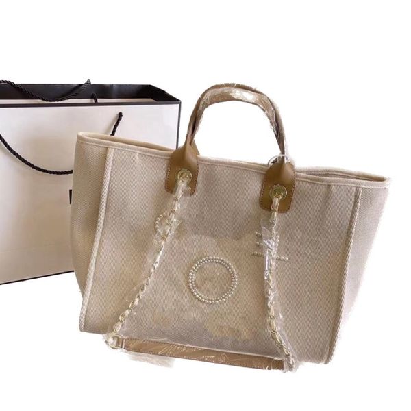 

2023 7a women luxury handbags designer beach bag fashion knitting purse shoulder large tote with chain canvas shopping bag