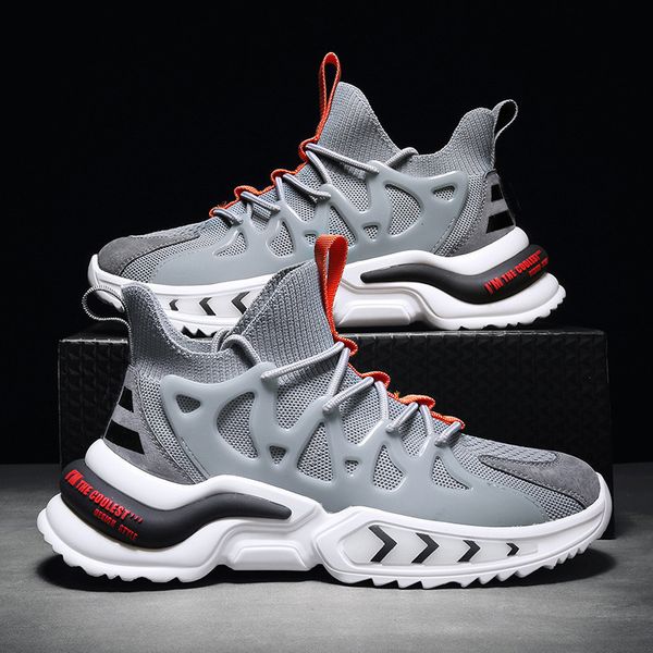 

dress shoes men casual running flame pattern mesh breathable comfortable sports shoe increasing height zapatillas de deporte 2023 230320, Black