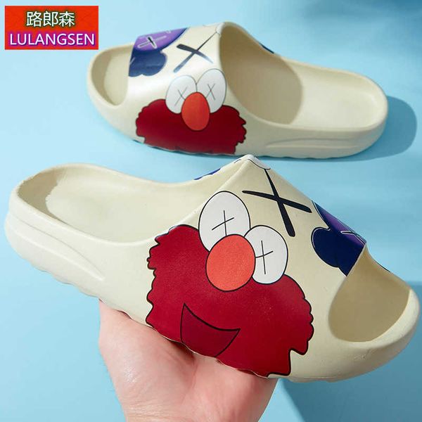 

beach l indoor shower room slippers color printing of coconut lovers' clothes rubbing style thick bottom bathroom slippers in summer ma, Black