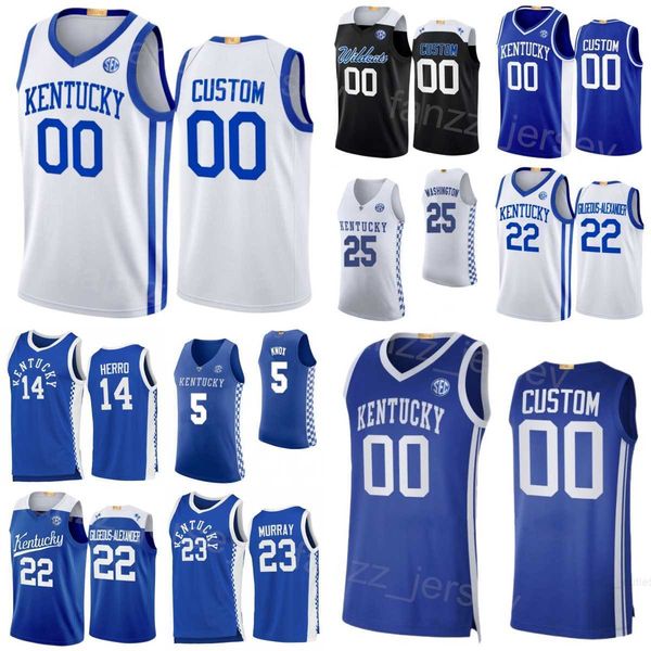 

kentucky wildcats college jerseys basketball 23 jamal murray 25 pj washington 14 tyler herro 5 kevin knox ii 22 shai gilgeous-alexander stit, Black