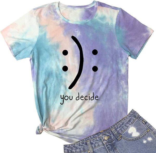

women's -shirts smile pattern cotton funny design casual short sleeve cotton teesuxs8, White