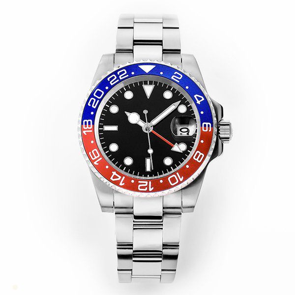 

black new mens blue gmt watch ceramic bezel wristwatches movement automatic batman diving waterproof men's watches gentleman's wat, Slivery;brown