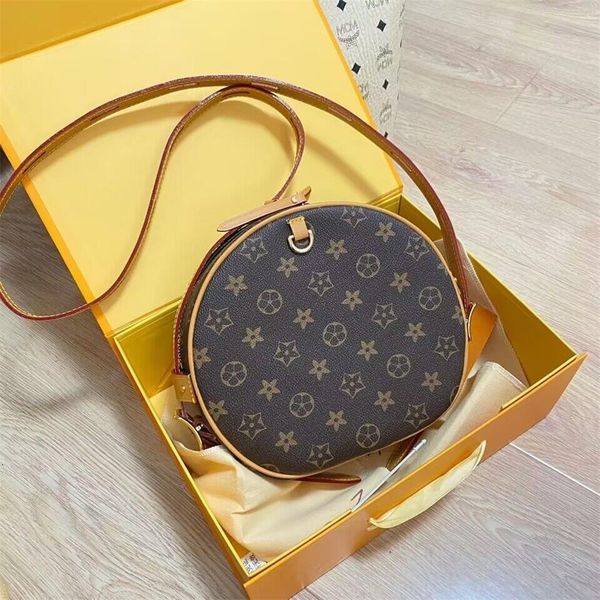 

2023 shoulder bags fashion bags new vintage print crossbody luxury letter pu leather shoulder bags for women retro round messenger bag