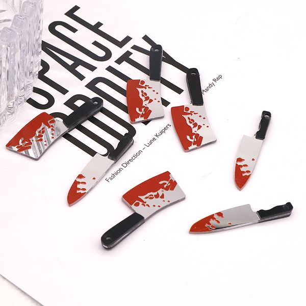 

charms wholesale 100pcspack acrylic halloween killer dagger kitchen knife earring pendant harajuku punk jewelry make accessory 230320, Bronze;silver
