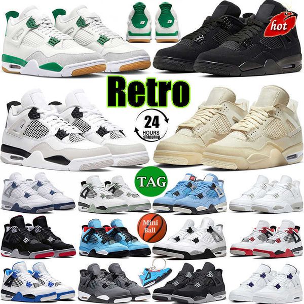 

2023 2023 j4 retro sb pine green 4s basketball shoes black cat military black white oreo cactus jack sail fire red pure money university
