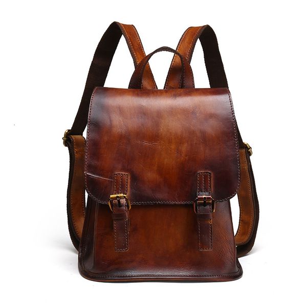 

school bags genuine leather women rucksack casual bag ladies travel daypack real cowhide vintage knapsack backpack 230320