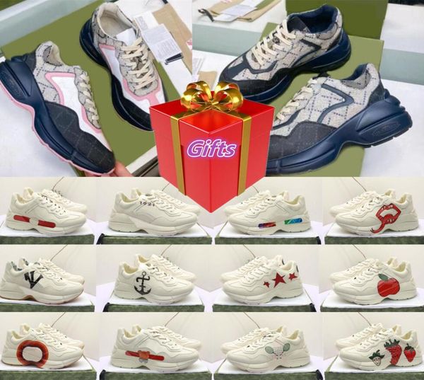 

men designer shoes rhyton beige men trainers vintage luxury chaussures ladies shoe fashion sneakers wave mouth sneaker platform casual shoes, Black