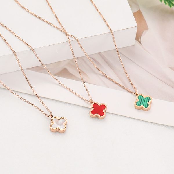 

different color double side clover pendant necklace jewelry for women gift, Silver