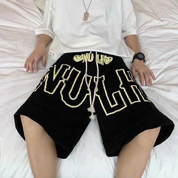 

men's shorts meichao rhude 19ss new york limited letter 3m reflective printed shorts men's and women's hip-hop casual pants s, White;black