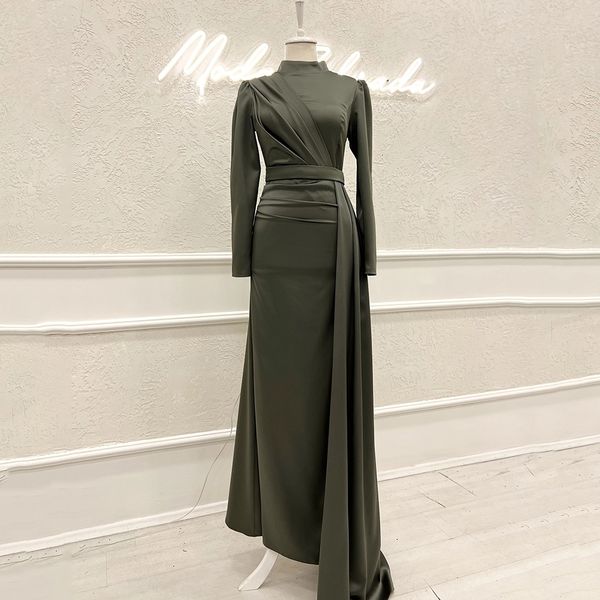 

party dresses classic evening for women full sleeves high neck zipper gowns formal satin aline sweep train 230320, White;black
