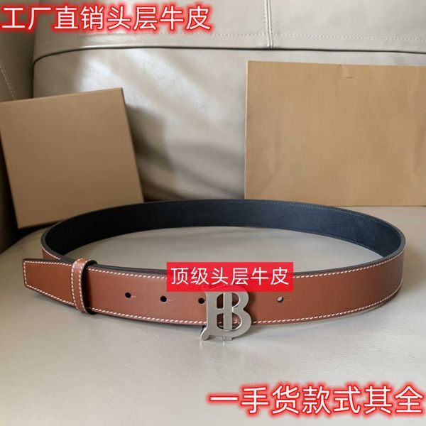 

babao belt tb direct sales plaid series double sided layer cowhide, Silver