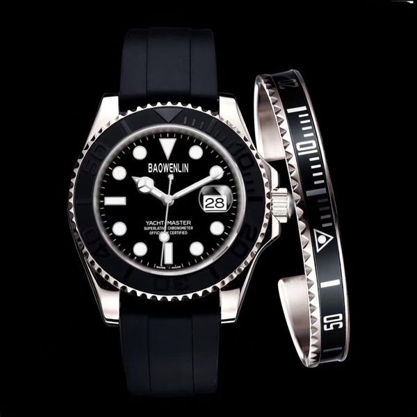 

watch ym 42 mm rubber belt resistance diving crime dial 2813 nautical style automatic luxury watches men wristwatches iced out mon258p, Slivery;brown