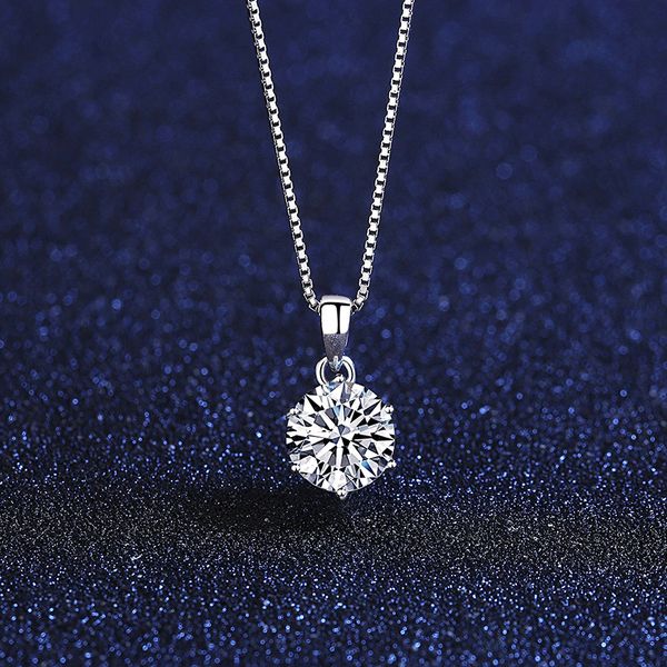 

choucong real 1ct d color moissanite necklace pass test diamond 925 sterling silver wedding pendants necklaces for women jewelry
