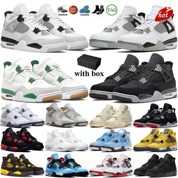 

2023 j4 with box 4s basketball shoes women men 4 military black cat oreo fire red thunder sail university blue cool greys seafoam