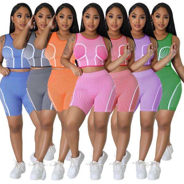 

2023 summer designer tracksuits women two piece shorts sets crop vest and shorts yoga outfits jogging suit, Gray