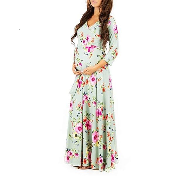 

sleep lounge mother dress deep vneck maternity fashion sevenquarter sleeve mopping long skirt pregnant women po clothing 230320, White