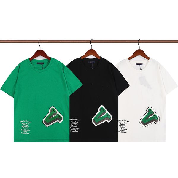 

vl men's t-shirts designer luxury tees wear summer round neck sweat absorbing short sleeves outdoor breathable cotton printed coats lov, White;black
