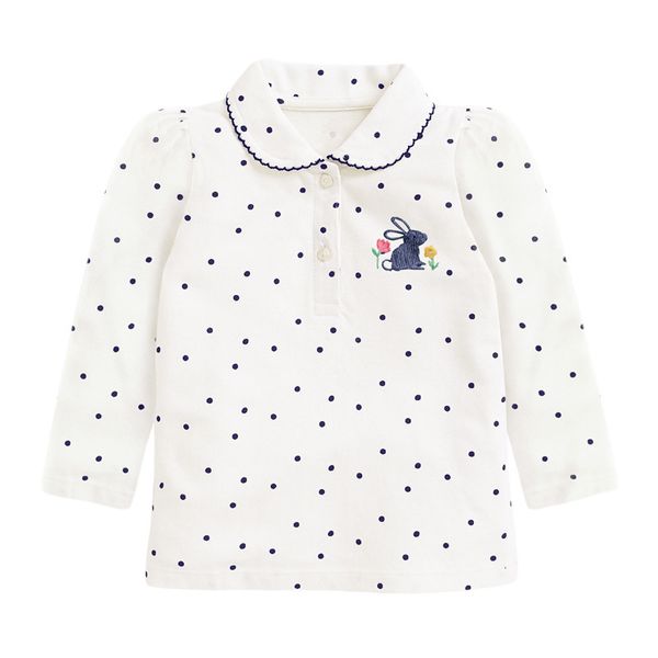 

kids shirts little maven baby girls polo t-shirt white rabbit cotton pretty children casual clothes lovely for kids 2-7 year 230321, White;black