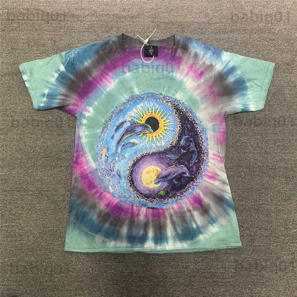 

men's t-shirts bagua diagram tie dye t-shirt men women 1 1 heavy fabric dolphin print tee t shirt t230321, White;black