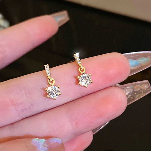

charm s925 silver needle exquisite simple compact zircon earrings feminine temperament high-end earrings net red earrings wholesale g230320, Golden