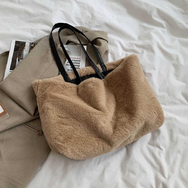 

nxy women wool tote shoulder bags new fashion handbags large capacity plush bags large capacity designer brand purse and bags 230308