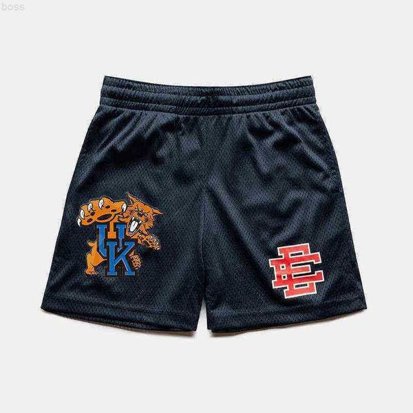 

eric emanuel ee fashion shorts tiger print trend high street sweatpants men and women casual hip hop comfortable cool mesh breathable, White;black