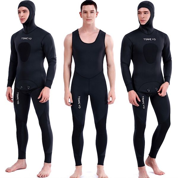 

wetsuits drysuits neoprene scuba diving wetsuit 35 mm winter warm men hood surfing front zipper snorkeling spearfishing hooded diving suit 2