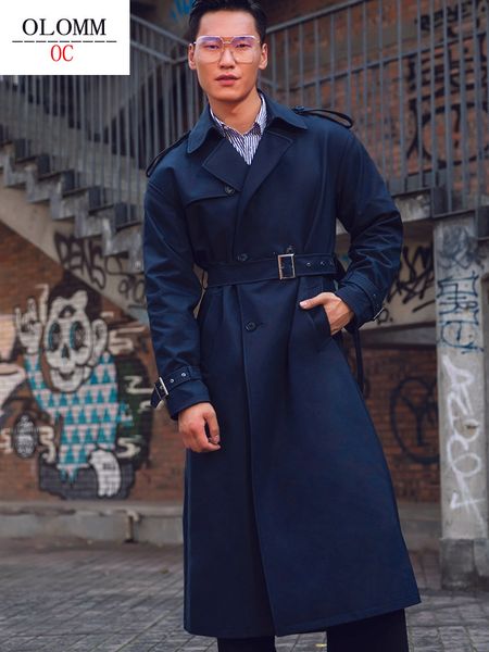 

men's wool blends olomm autumn and winter midlength trench coat korean version british style coatsimple casual dy1294a 230320, Black