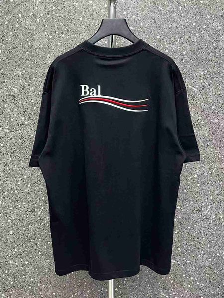 

plush t shirt designer luxury coats balciga du correct version b cola bl embroidered cg wave letter loose short sleeve tshirt os 4gjlm, Black