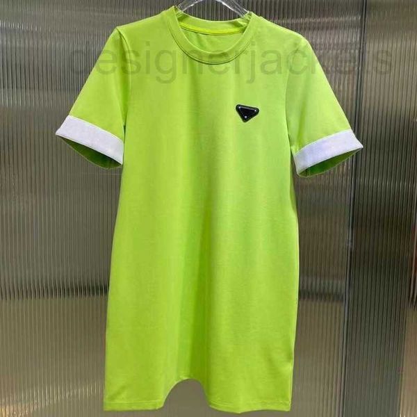 

casual dresses designer summer luxury triangle label women's t-shirt fashion round neck short sleeve elegant 45t0, Black;gray