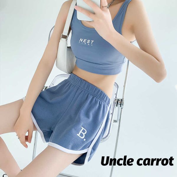 

women's shorts anti glare 3/4 pants sports shorts women's summer outwear loose running high waist fashion casual wide leg a-line p, White;black