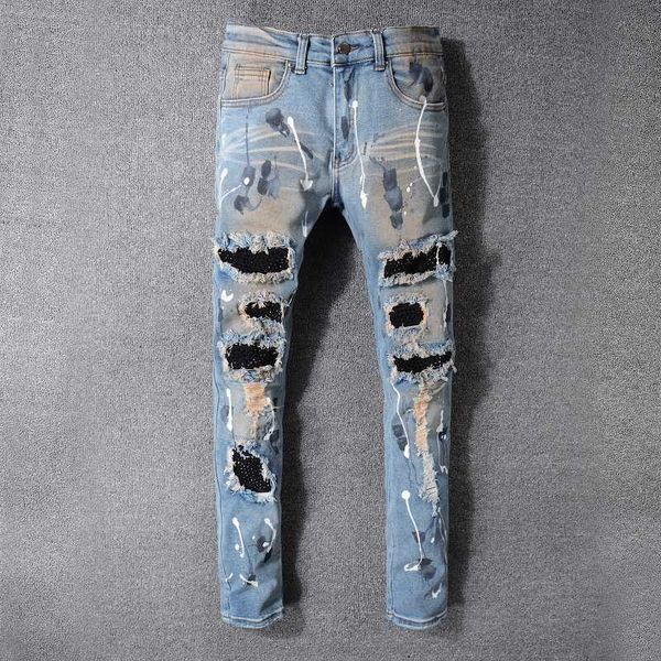 

new arrivals mens luxury designer denim jeans holes trousers jean coolguy biker pants man clothing #523 2v84 nukk, Blue