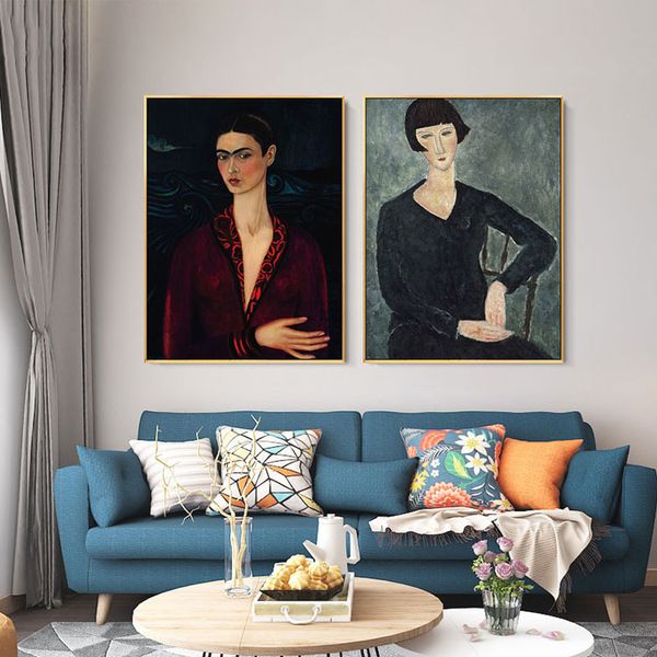 

Amedeo modigliani murals Italian hand-painted women's oil paintings literary retro figure decorative painting the world famous paintings.