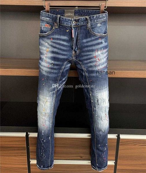 

new arrival designer men denim cool guy jeans embroidery pants fashion holes trousers italy siz s dha, Blue