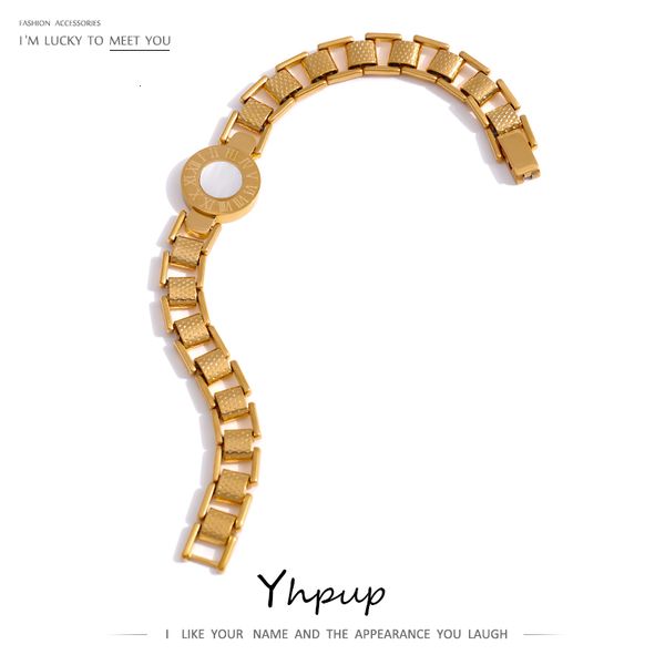 

charm bracelets yhpup 316l stainless steel women bracelet trendy roman numeral shell bracelet gift 230320, Golden;silver