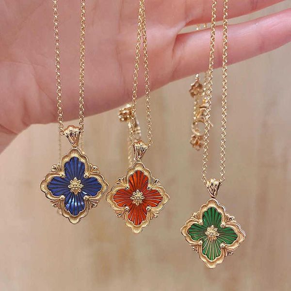 

pendant necklaces strands strings hollow drawstring necklace female color enamel four-leaf clover fan-shaped frame pendant accessory light l, Silver
