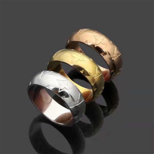 

2023 brand luxury v-shaped letter couple ring fashion charm men and women titanium steel 18k gold plated ring designer ring, Silver