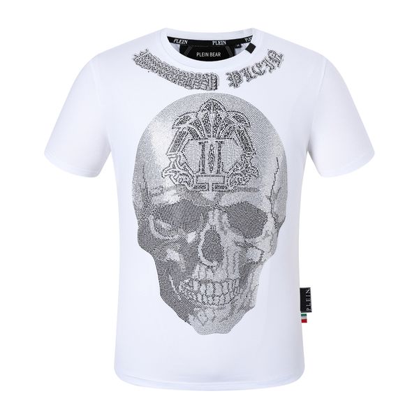

plein bear t shirt mens designer tshirts brand clothing rhinestone pp skull men t-shirt round neck ss gothic banner plein with crystals tshi, White;black