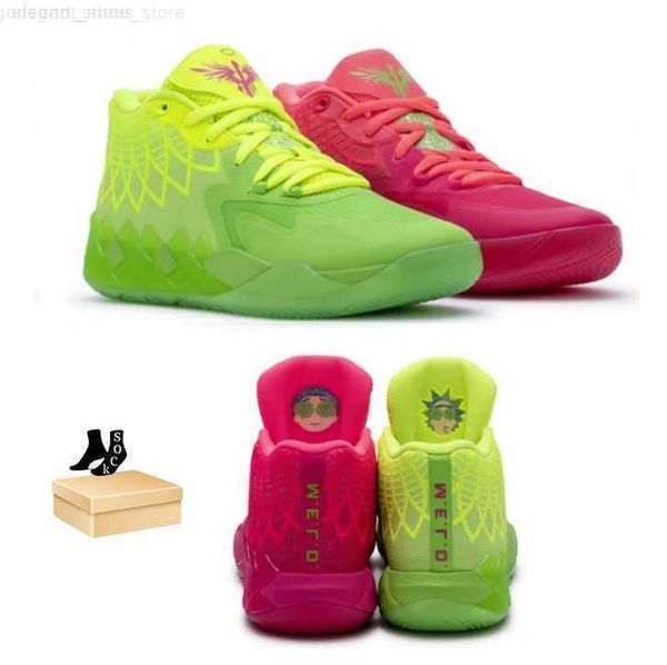 

mb01 rick morty casual shoes men women kids lamelo ball queen city red sport shoe size 4.5-12