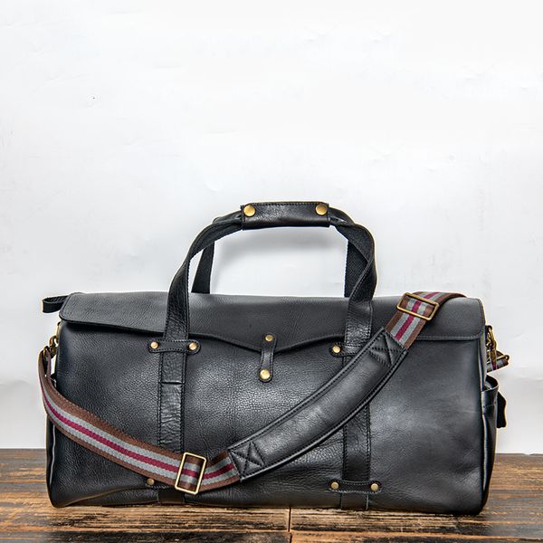 

stuff sacks leathfocus men's retro travel bag large capacity leather handbag business shoulder messenger bags for 156 inch lap230321