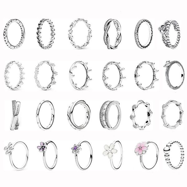 

the new popular 925 sterling silver pandora ring heart intertwines the crown series versatile couple rings jewelry accessories