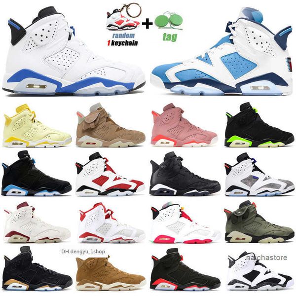 

6s unc jumpman basketball shoes mens trainers electric green carmine red infrared hare angry bull sport blue mar air jorden jordon, Black