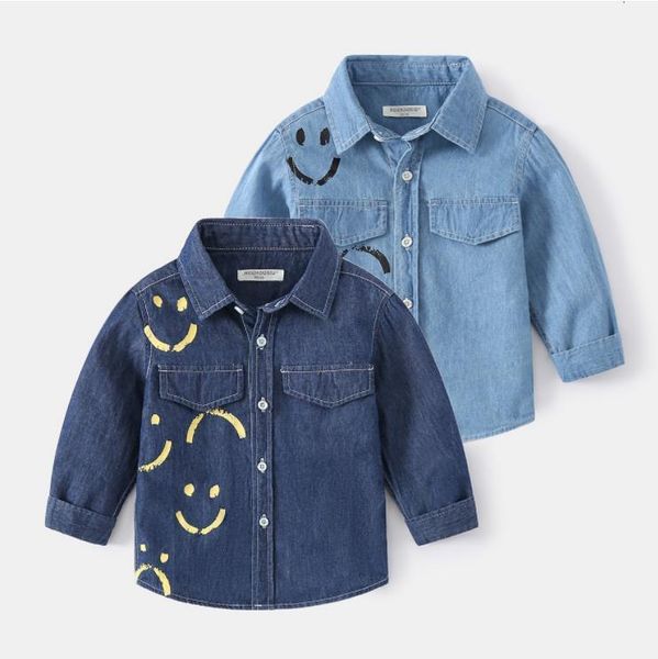 

kids shirts fashion kids autumn shirt denim turn-down collar long sleeve single-breasted blouse for girls boys 2 to 7 years 230321, White;black