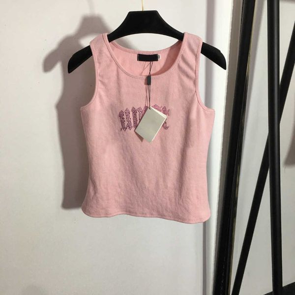 

23ss designer brand women vest drill letter cotton vest solid color elastic force bottoming shirt womens clothes, White