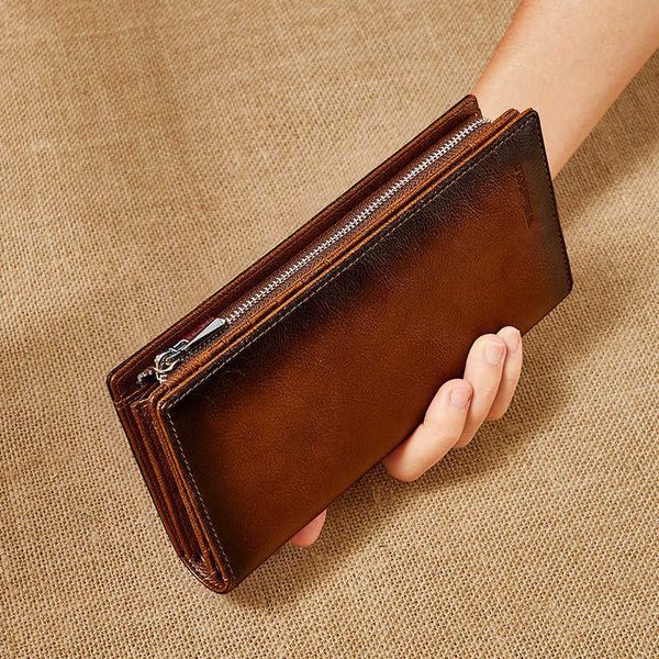 

wallet men's genuine leather long wallet cowhide wallet zero wallet, Red;black