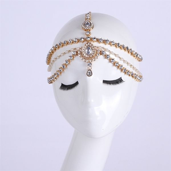 

wedding hair jewelry handmade kundan stones hair chain goddess bridal wedding prom head chain head jewellery 230320, Slivery;golden