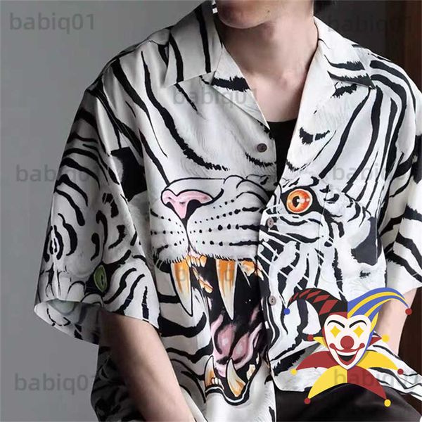 

men's casual shirts tiger print wacko maria shirt men women 1 1 hawaiian shirts tee summer short sleeve t230321, White;black