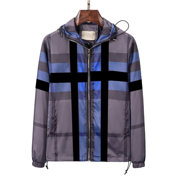 

2023 designer men jacket black white yellow brown striped plaid brand windproof waterproof hoodie zipper trench coat men women classic ip3x