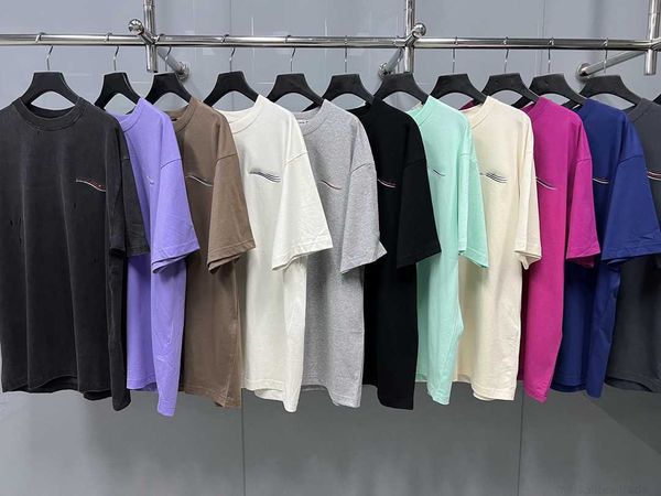 

plush t shirt designer luxury coats balciga definition b paris coke wave embroidery letter short sleeve loose os version men's and wome, Black