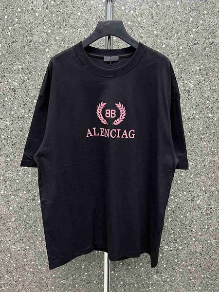 

plush t shirt designer luxury coats balciga edition paris b wheat ear bb letter print short sleeve loose drop shoulder tshirt 9eeix, Black